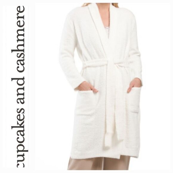 Cupcakes and Cashmere Cozy Shawl Collared Robe w/Belt- Cream - Picture 1 of 9